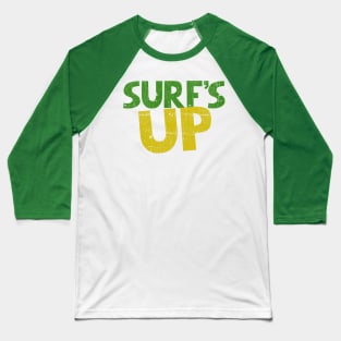 Surf's Up // Retro Typography Design Baseball T-Shirt